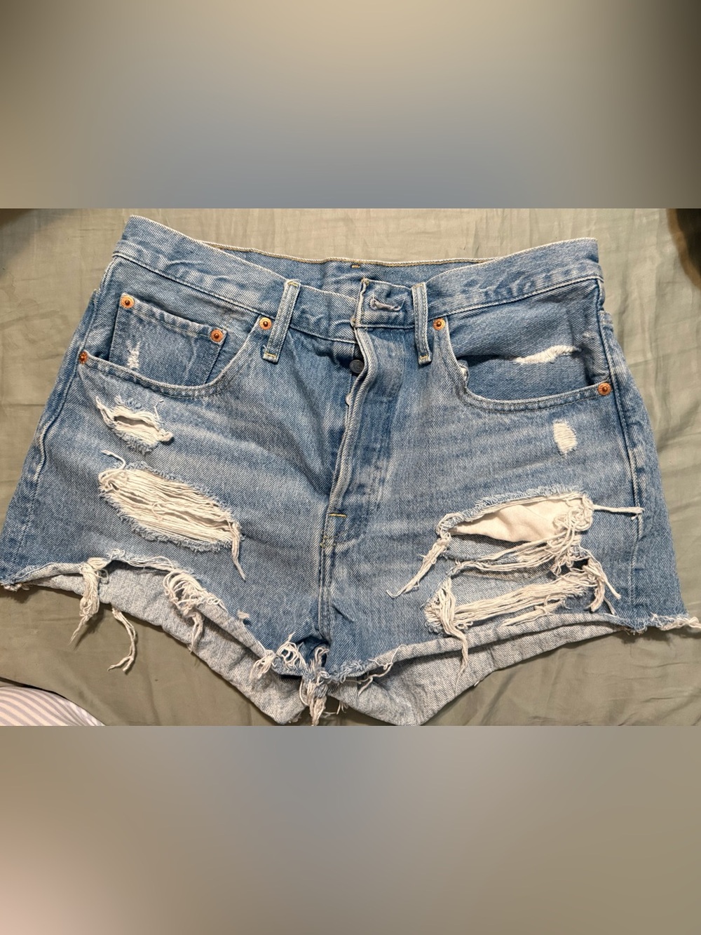 Levi's Light Blue Distressed Jean Shorts